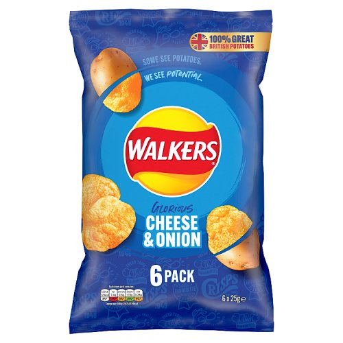 Walkers Cheese & Onion Crips Pack of 6